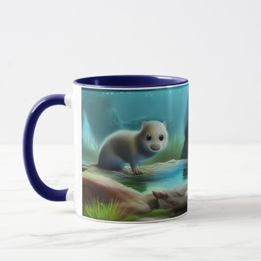 Stomme baby otter in vijver - personaliseerbaar mok (Links)