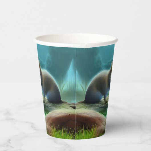 Stomme baby otter in vijver - personaliseerbaar papieren bekers (Rechts)