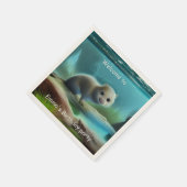 Stomme baby otter in vijver - personaliseerbaar servet (Hoek)