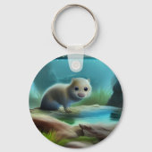 Stomme baby otter in vijver - personaliseerbaar sleutelhanger (Achterkant)