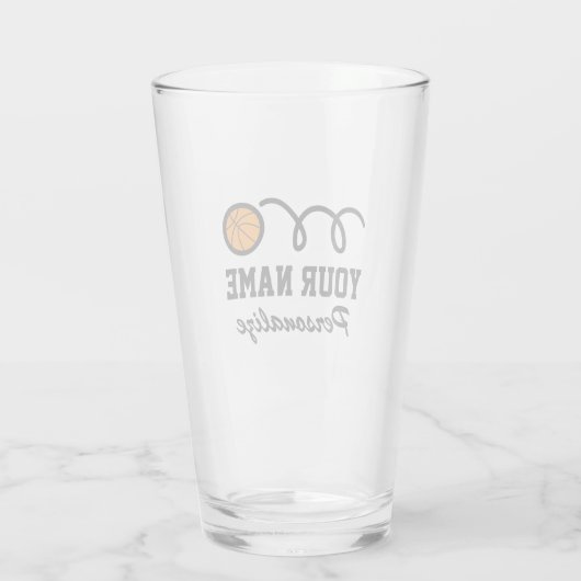 Stomme basketbalsport Birthday, aangepaste naam af Glas (Achterkant)