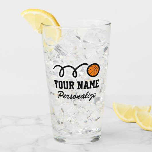 Stomme basketbalsport Birthday, aangepaste naam af Glas (Voorkant ijs)