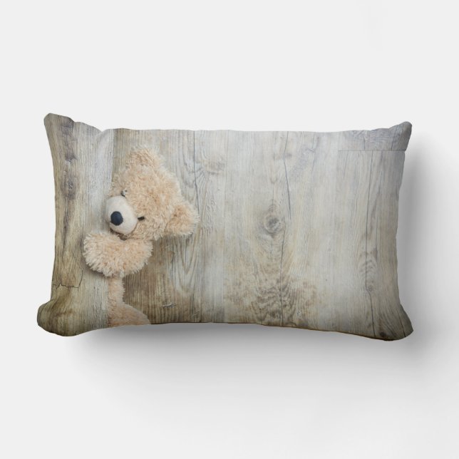 Stomme Beer Rustic Wooden Wall Lumbar Pillow Kussen (Voorkant)