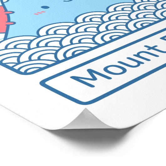 Stomme berg Fuji Japan Doodle Wall Decor Poster (Hoek)