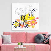 Stomme bijen bloemen canvas afdruk (Insitu (Woonkamer))