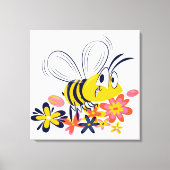 Stomme bijen bloemen canvas afdruk (Voorkant)