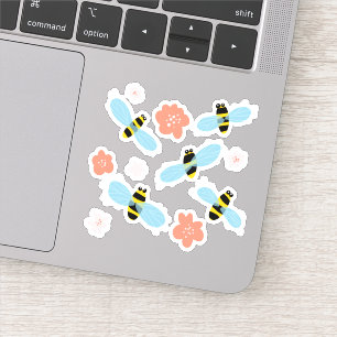 Stomme bijen bloemen sticker