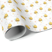 Stomme bijen bloemen Verpakkingspapier Cadeaupapier (Rol Hoek)