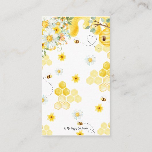 Stomme bijen geel Baby shower boeken voor Baby Informatiekaartje (Achterkant)
