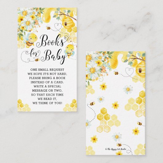 Stomme bijen geel Baby shower boeken voor Baby Informatiekaartje (Voorkant / Achterkant)