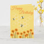 Stomme bijen Honeycomb Birthday Card Kaart (Gele Bloem)