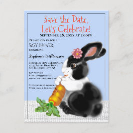 Stomme Blauwe Bunny, Wortel sparen de Datum Baby Aankondigingskaart