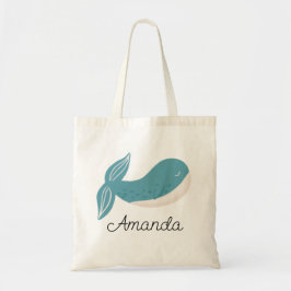 Stomme blauwe walvis. Nautisch zeedier Tote Bag