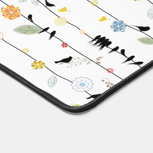 Stomme bloemen en vogels op de draad bureaumat (Hoek)