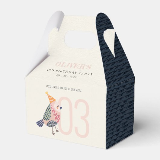 Stomme blush roze blauwe Birdie elke dag Bedankdoosjes (Achterkant)