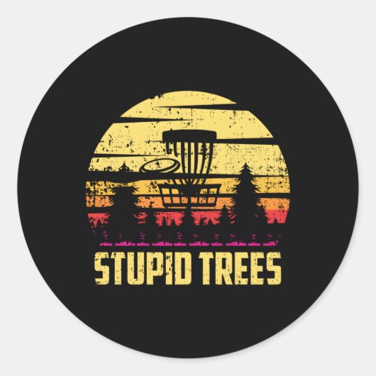 Stomme Bomen Disc Golf Frisbee Golf Humor Ronde Sticker (Voorkant)