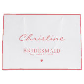 Stomme bruidsmeisje bruiloft Dank je roze en wit Groot Cadeauzakje (Voorkant)