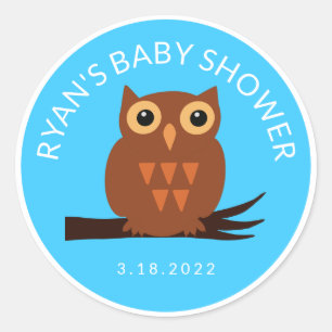Stomme bruine boomkor op Branch Baby shower Classi Ronde Sticker