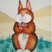 Stomme bruine bunny en bloemen leuk na verjaardag kaart