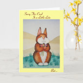 Stomme bruine bunny en bloemen na de verjaardag kaart (Gele Bloem)