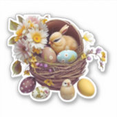 Stomme bundel met mand-eieren Paasdag-stikker Sticker (Voorkant)