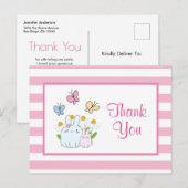 Stomme Bunnies, Butterflies & Flowers Party Bedank Briefkaart (Voorkant / Achterkant)