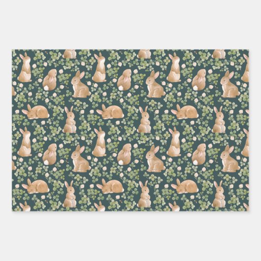 Stomme Bunnies, handschoenkasten en bladeren Inpakpapier Vel (Voorkant 3)