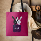 Stomme Bunnies in liefde op magenta Tote Bag