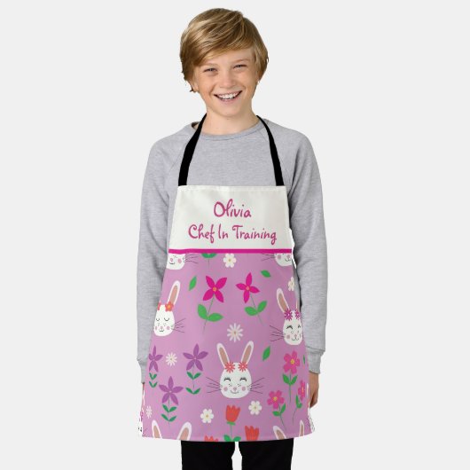 Stomme Bunnies met bloemen kok in opleiding Schort (Gedragen)