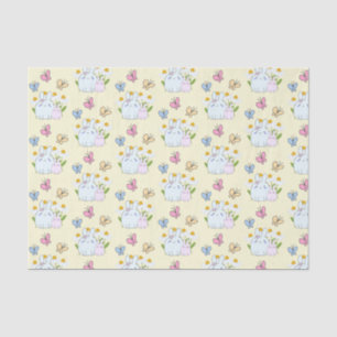 Stomme Bunnies met Daisies en Butterflies Pattern Tissuepapier