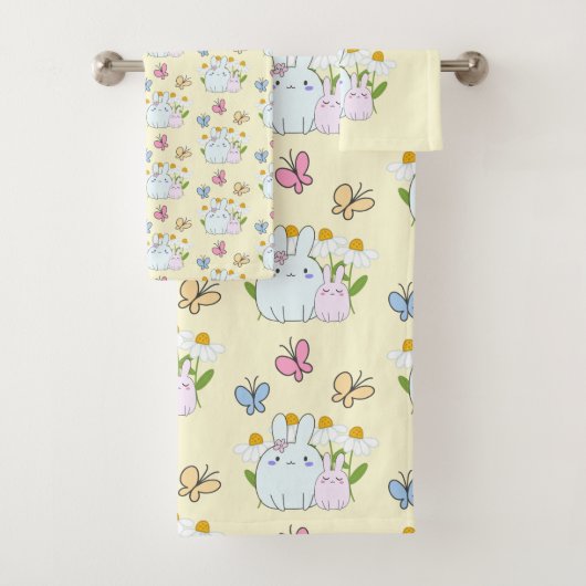 Stomme Bunnies met lentedagen en vlinders Bad Handdoek (Insitu)