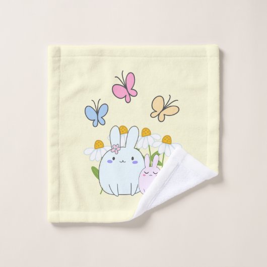 Stomme Bunnies met lentedagen en vlinders Bad Handdoek (Wasdoekje)