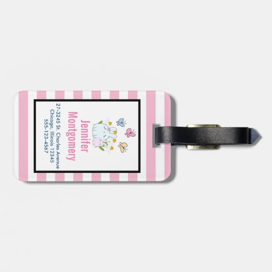 Stomme Bunnies met lentedagen en vlinders Bagagelabel (Achterkant horizontaal)