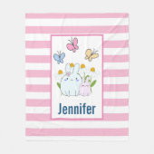 Stomme Bunnies met lentedagen en vlinders Fleece Deken (Voorkant)