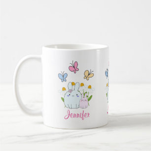 Stomme Bunnies met lentedagen en vlinders Koffiemok