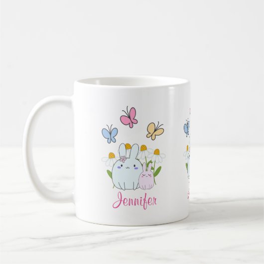 Stomme Bunnies met lentedagen en vlinders Koffiemok (Links)