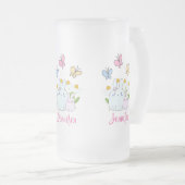 Stomme Bunnies met lentedagen en vlinders Matglas Bierpul (Voorkant rechts)