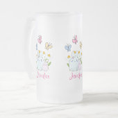 Stomme Bunnies met lentedagen en vlinders Matglas Bierpul (Voorkant links)