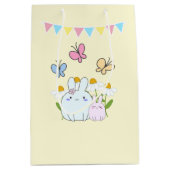 Stomme Bunnies met lentedagen en vlinders Medium Cadeauzakje (Voorkant)