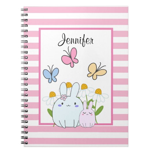Stomme Bunnies met lentedagen en vlinders Notitieboek (Voorkant)