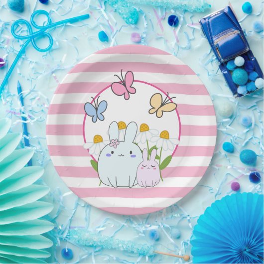 Stomme Bunnies met lentedagen en vlinders Papieren Bordje (Feest)