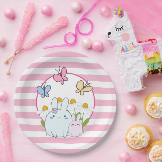 Stomme Bunnies met lentedagen en vlinders Papieren Bordje (Feest)