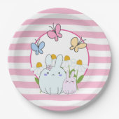 Stomme Bunnies met lentedagen en vlinders Papieren Bordje (Voorkant)