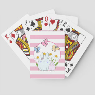 Stomme Bunnies met lentedagen en vlinders Pokerkaarten