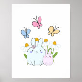 Stomme Bunnies met lentedagen en vlinders Poster (Voorkant)