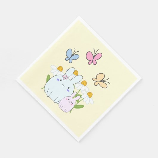 Stomme Bunnies met lentedagen en vlinders Servet (Hoek)