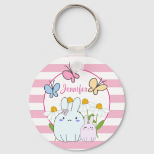 Stomme Bunnies met lentedagen en vlinders Sleutelhanger
