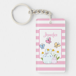 Stomme Bunnies met lentedagen en vlinders Sleutelhanger