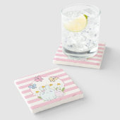 Stomme Bunnies met lentedagen en vlinders Stenen Onderzetter (Zijkant)