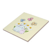 Stomme Bunnies met lentedagen en vlinders Tegeltje (Zijkant)